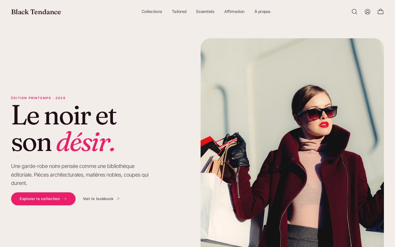 Capture de la page d'accueil de Black Tendance