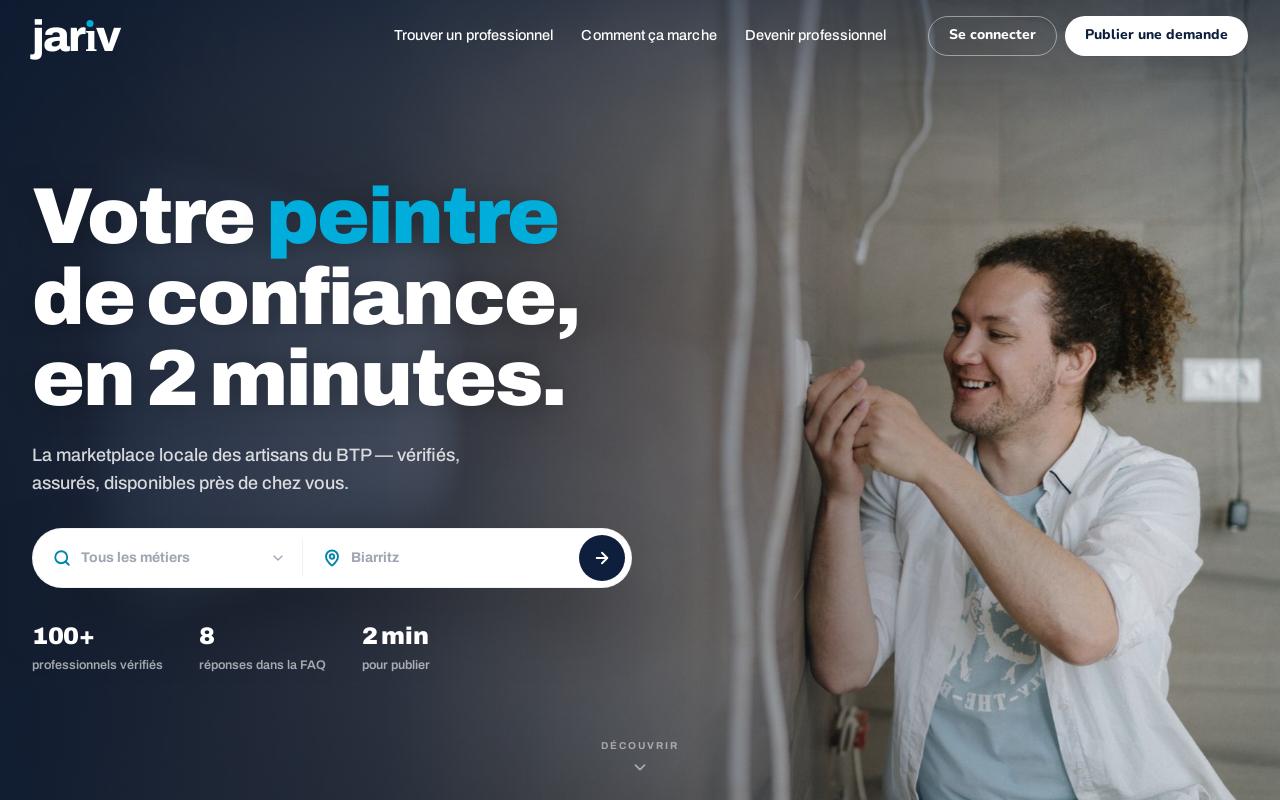 Capture de la page d'accueil de Jariv